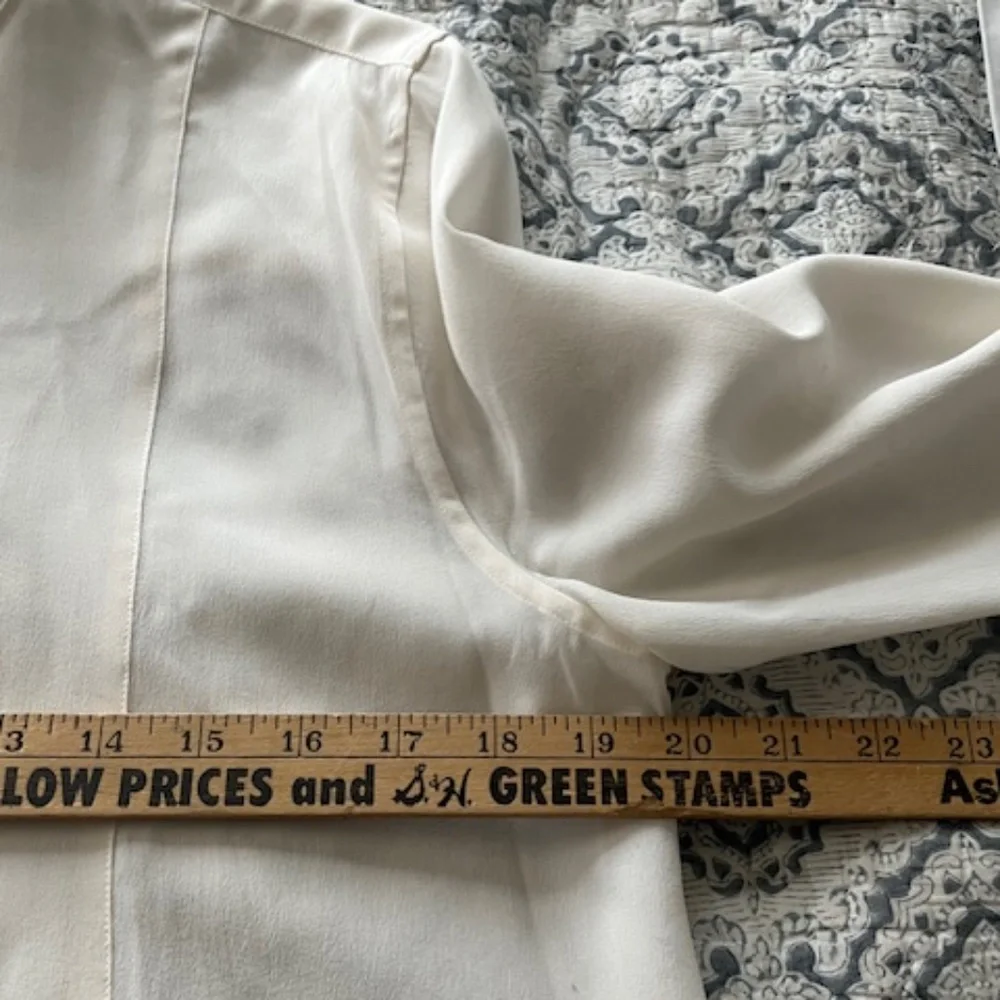 Equipment Femme Cream Silk Oversized Tuxedo Tunic Blouse Sz M Office Minimalist - Picture 7 of 8